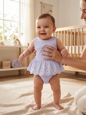 GAP Lavender Eyelet Peplum Baby Bodysuit